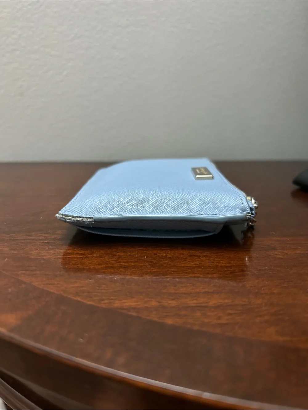 kate spade Light Blue Saffiano Zip Card Holder